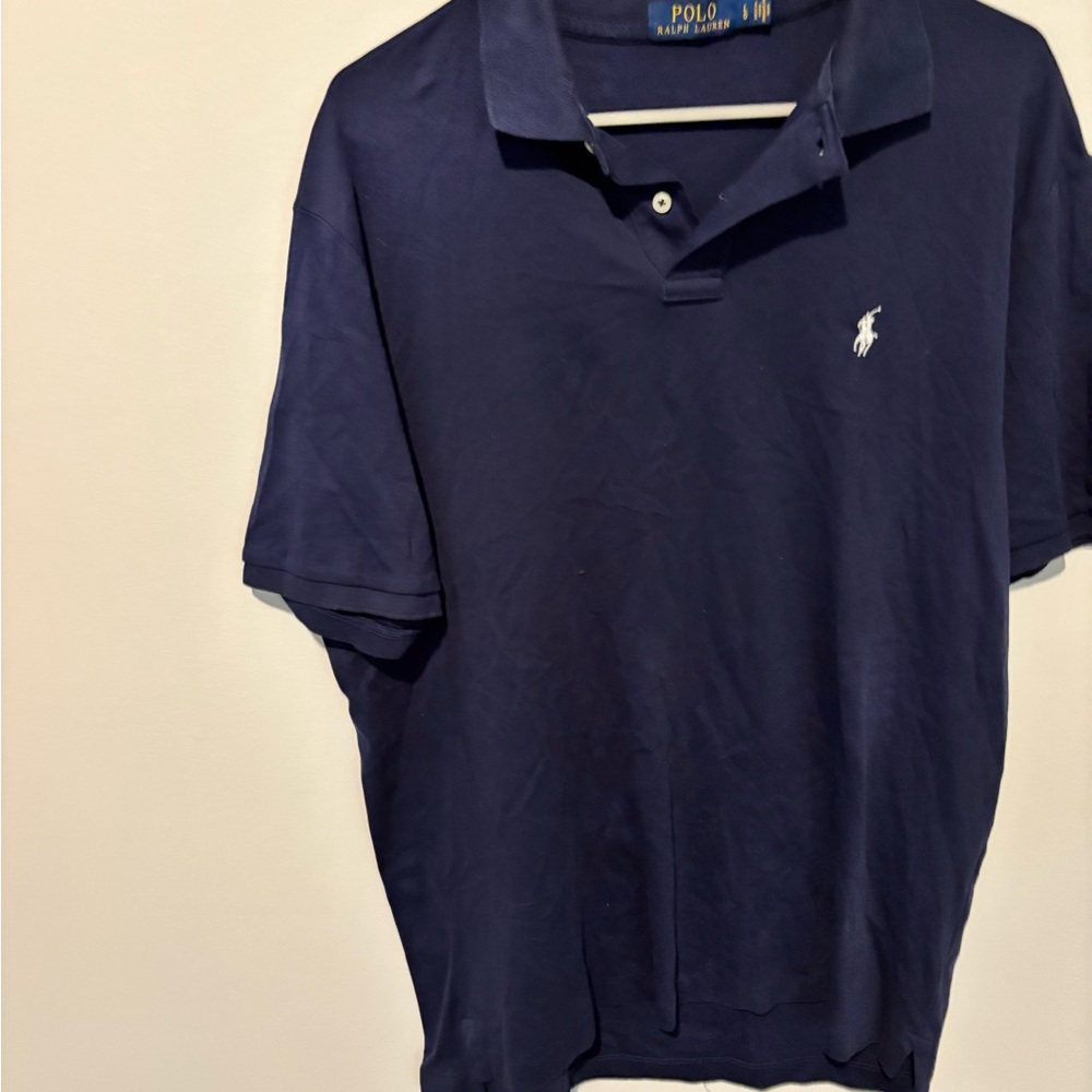 Ralph Lauren Navy Blue Polo Shirt with White Pony Logo